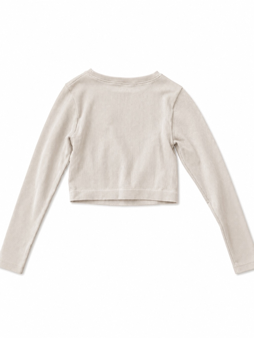 Amazon Women's Beige Cutout Long-Sleeve Crop Top - Picture 2 of 3
